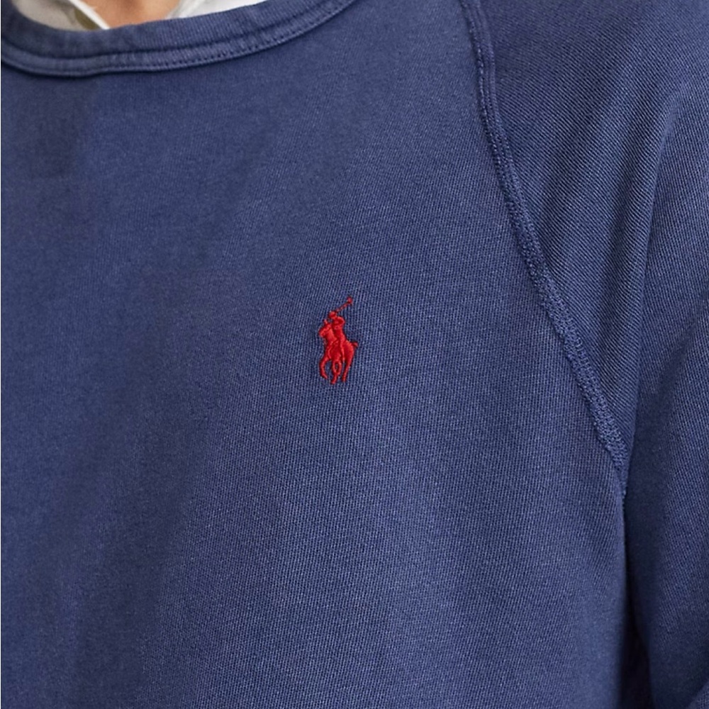 Ralph Lauren Polo Men’s Blue Big/Tall Raglan Sleeved Spa Terry Sweatshirt 3XB - Picture 4 of 11